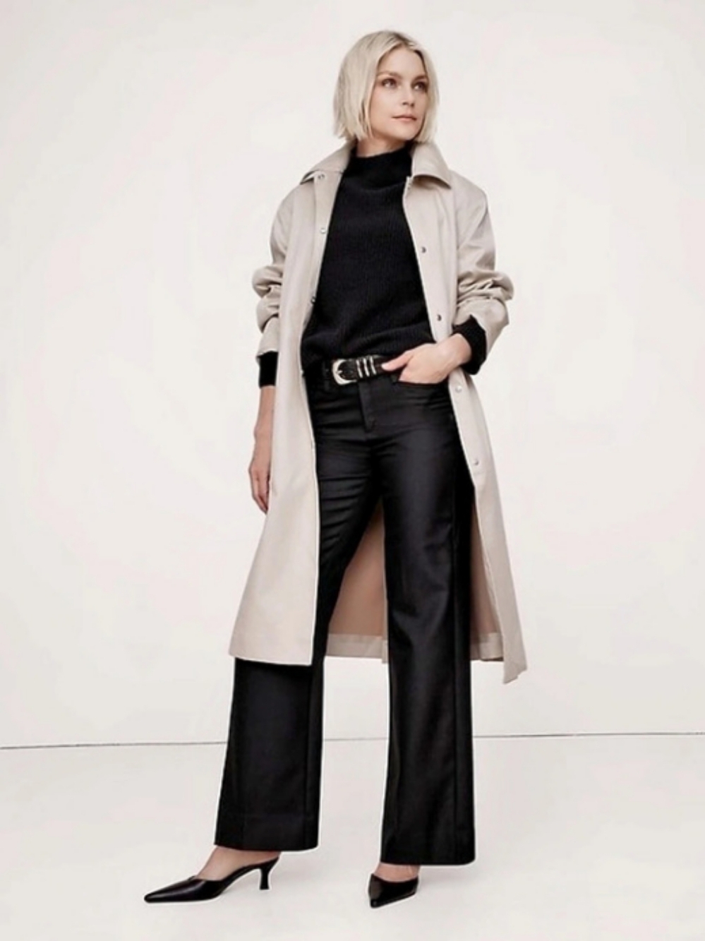 Banana Republic Lido High-Rise Wide-Leg Italian Wool Black Pants